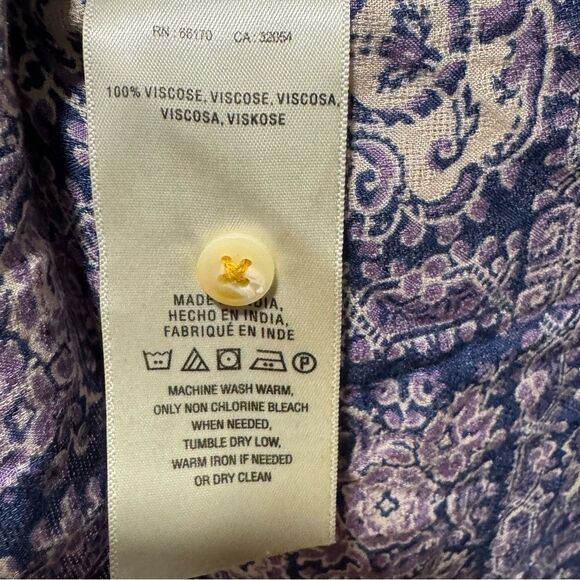 Anthropologie Akemi + Kin Coconino Button Up Top Paisley Patchwork Purple Sz M - Picture 9 of 11